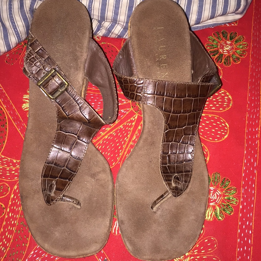 Ralph Lauren Leather Suede Wedges